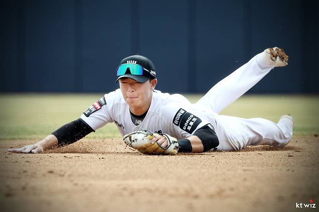 이강철 KT 감독은 안정된 수비를 보여준 신인 이강민을 이번 시즌 주전 유격수로 낙점했다. 이강민은 “더 패기 있게 야구하겠다”고 각오를 다졌다. 사진제공|KT 위즈