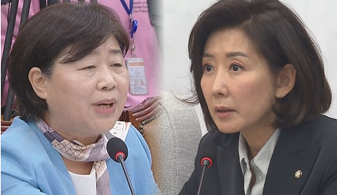 서영교(왼쪽) 조작기소 진상규명 국조특위 위원장과 나경원 국민의힘 의원