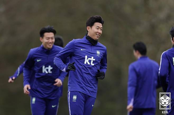 훈련 중인 손흥민(대한축구협회 제공)