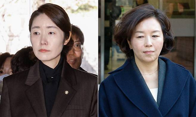 2022년 지방선거를 앞두고 공천을 대가로 1억원의 금품을 김경 전 서울시의원으로부터 받은 혐의를 받는 무소속 강선우 의원(왼쪽)이 지난 3일 서울 서초구 서울중앙지법에서 열린 구속 전 피의자 심문(영장실질심사)에 출석하고 있다. 오른쪽 사진은 김 전 시의원이 이날 영장실질심사를 마치고 법원을 나서는 모습.