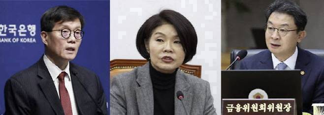구윤철 경제부총리 겸 재정경제부 장관과 금융위원회는 올해 1분기 중에 스테이블코인 입법을 마무리하겠다고 올해 1월 이재명 대통령에게 보고했다. 하지만 은행 50%+1주, 가상자산거래소 지분 규제 등의 논란이 커지면서 논의가 진전되지 못했고, 1분기 입법이 불발됐다. 한국은행은 50%+1주 은행 중심 컨소시엄, 금융위원회는 가상자산거래소 지분 규제, 더불어민주당 정책위원회는 50%+1주 및 지분 규제를 디지털자산기본법(2단계 입법)에 반영해야 한다는 입장을 고수하고 있다. 이창용 한국은행 총재는 내달 퇴임하고 신현송 국제결제은행(BIS) 통화경제국장이 내달 21일 제28대 한국은행 총재로 취임할 예정이다. 사진은 이창용 한국은행 총재, 한정애 더불어민주당 정책위의장, 이억원 금융위원회 위원장 모습. (사진=한국은행, 연합뉴스)