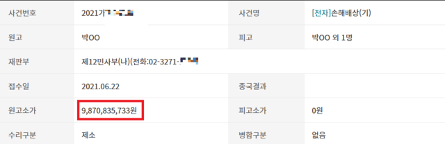 박수홍 민사소송 원고소가