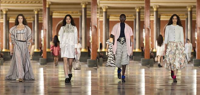 이번 컬렉션은 유려하게 흐르는 실루엣, 우아하고 풍성한 라인, 대담한 대비를 통해 여성 복식의 새로운 코드를 재해석하는 데 중점을 두고 완성됐다. 사진 루이 비통 홈페이지