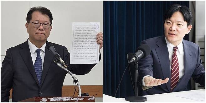 쌍방울 대북 송금 사건에서 이화영 전 경기도 평화부지사 변호인이었던 서민석 변호사(왼쪽)와 당시 담당 검사인 박상용 인천지검 부부장검사 ⓒ연합뉴스·시사저널 이종현