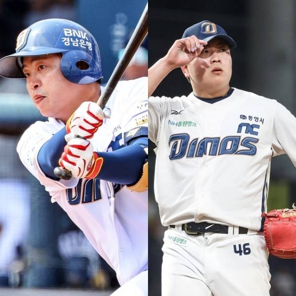 (좌측부터) 권희동, 손주환. /사진=NC 다이노스
