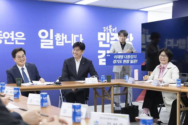 김동연 더불어민주당 경기도지사 경선 후보가 경기도사회복지연대와의 정책 간담회를 진행하고 있다. 선거캠프 제공