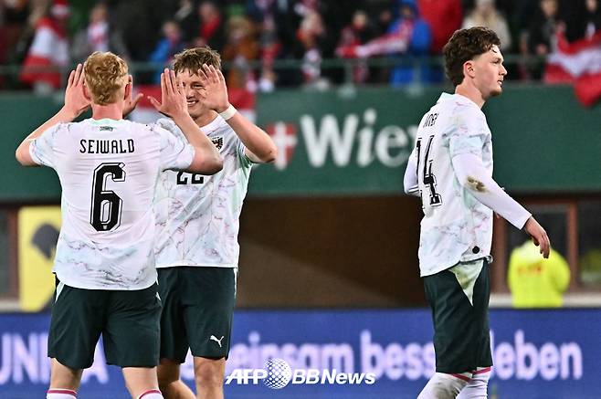 지난 28일 가나와의 평가전에서 5-1 대승을 거둔 오스트리아 축구대표팀. /AFPBBNews=뉴스1