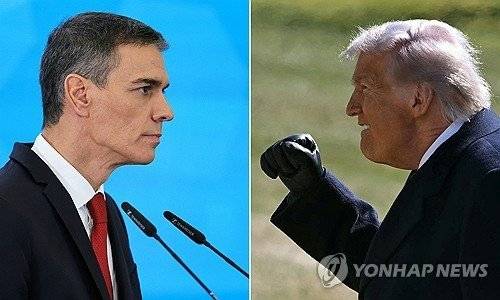 페드로 산체스 스페인 총리(왼쪽)과 도널드 트럼프 미국 대통령.연합뉴스