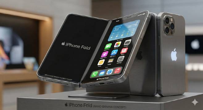 아이폰 폴더블 버전 AI 가상이미지.