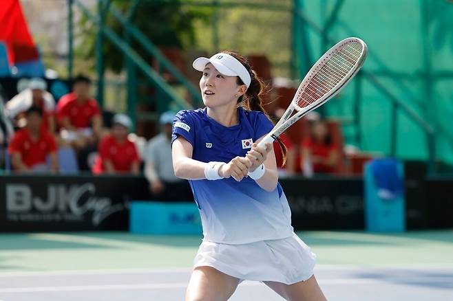 박소현은 올해 2번 단식, 복식에 연이어 출전할 가능성이 매우 높아졌다. 이에 따른 체력 관리가 매우 중요할 전망이다. 사진은 작년 대회 경기 모습 / MSLTA