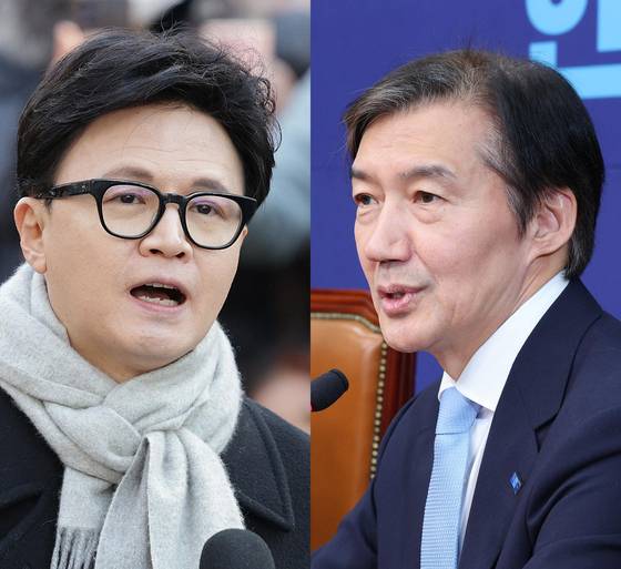 한동훈 전 국민의힘 대표(왼쪽)와 조국 조국혁신당 대표. 뉴스1