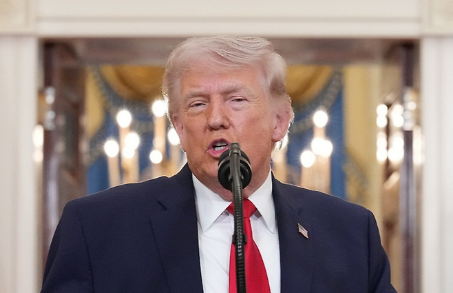 지난 1일(현지시간) 대국민 연설하는 도널드 트럼프 미국 대통령. (워싱턴 UPI=연합뉴스)