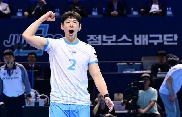 대한항공 한선수가 포효하고 있다 / 한국배구연맹(KOVO)