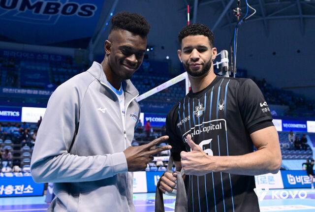 쿠바 출신의 대한항공 마쏘와 현대캐피탈 레오./KOVO