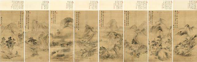 허련 등 추사 김정희의 제자 8인이 그려낸 '팔인수묵산수도' 모음. 리움미술관 제공