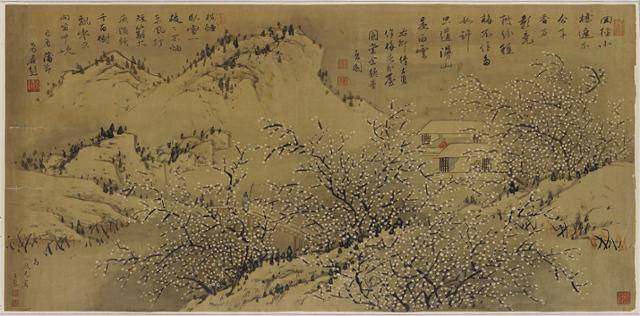 추사 김정희의 제자 중 한 명으로 '추사파'의 일원인 전기의 '매화서옥'. 매화나무 주변을 먹으로 우려내고 흰색 물감으로 점을 찍듯 백매(白梅)를 그려내는 방식으로 색채 대비를 강조했다. 간송미술문화재단 제공