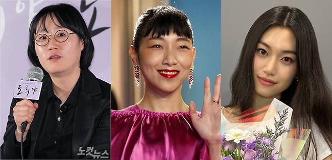 정주리 감독의 신작 '도라'에 캐스팅 된 일본 배우 안도 사쿠라(가운데)와 배우 김도연. 연합뉴스·판타지오 제공