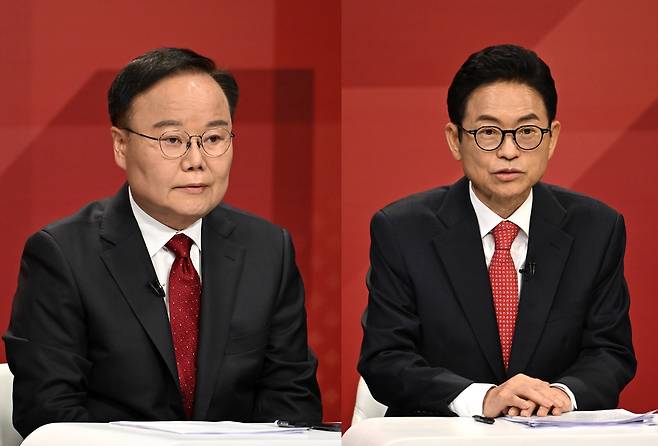 김재원 국민의힘 경북도지사 예비후보(왼쪽)와 이철우 예비후보.