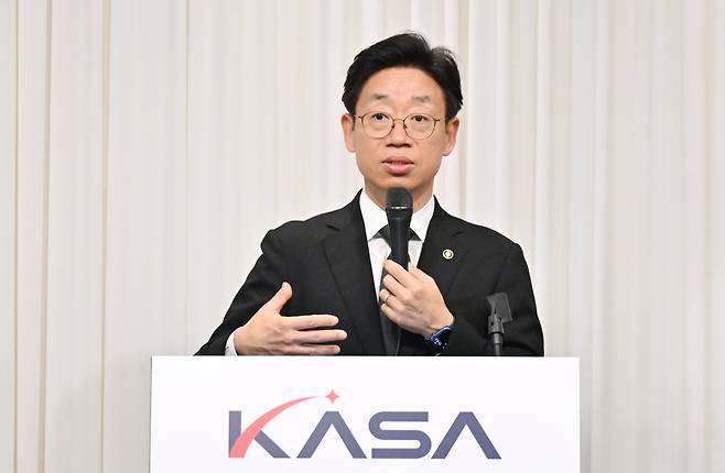 8일 취임 2개월을 맞아 기자간담회를 연 오태석 우주항공청장. /우주항공청