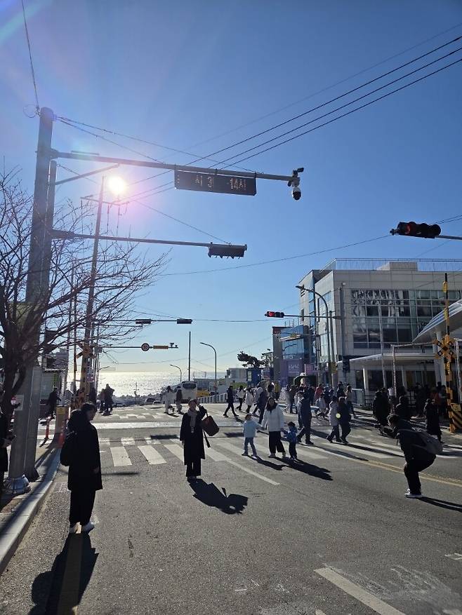 부산 해운대구 중동 해변열차 청사포정거장 근처 도로 모습. 해운대구 제공