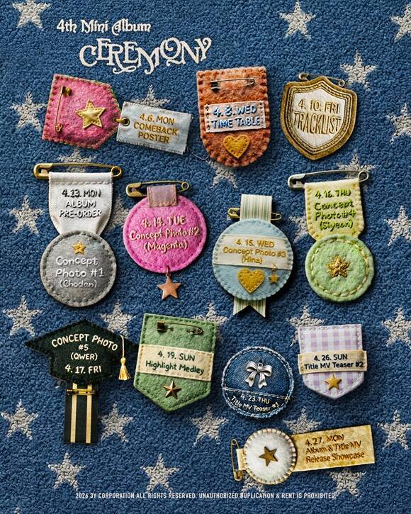 QWER은 27일 오후 6시 각 음악 사이트에 네 번째 미니앨범 'CEREMONY'를 발매한다./쓰리와이코프레이션