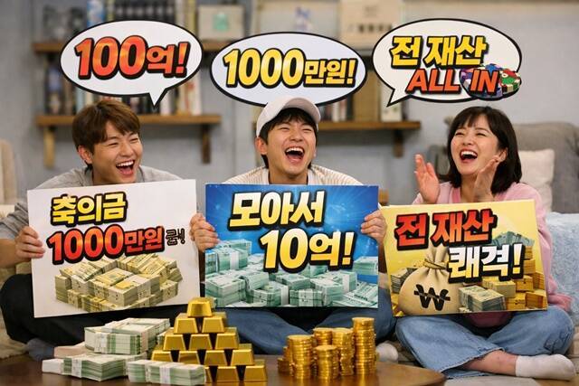 "축의금 1000만 원 낼게." "나는 전 재산 쾌척." 요즘 예능을 보다 보면, 점점 ‘돈 얘기’가 가벼워지고 있다. 문제는 이게 단순한 과장이 아니라는 점, 맥락도 없고, 개연성도 없고, 공감도 없다는 데에 있다. /AI 이미지