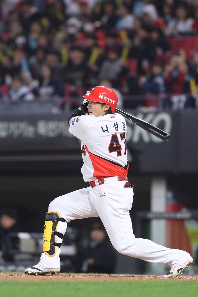 8일 광주 삼성전에서 5타점 맹타를 휘두른 나성범. KIA 제공