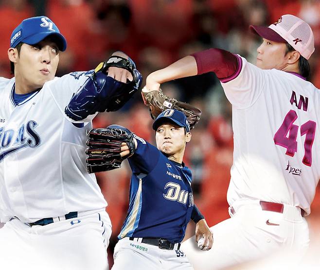 삼성 원태인·키움 안우진·NC 구창모(왼쪽 위부터 시계방향). 각 구단 제공