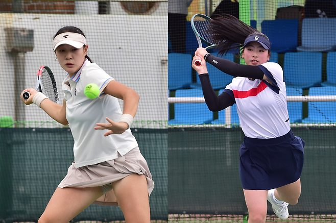 하나증권 제61회 전국주니어테니스선수권 18세부 여자단식 결승에서 맞붙는 임예린과 이다연(오른쪽). 대한테니스협회