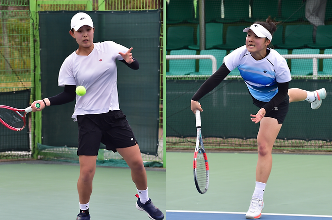 주니어선수권 16세부 여자단식 결승에서 만나는 박예나와 김시아(오른쪽). 대한테니스협회