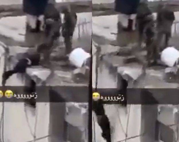 이재명 대통령이 개인 SNS '엑스' 올린 영상. 이스라엘군으로 보이는 이들이 건물 옥상에서 사람을 발로 밀어 떨어트리고 있다. 이재명 대통령 SNS