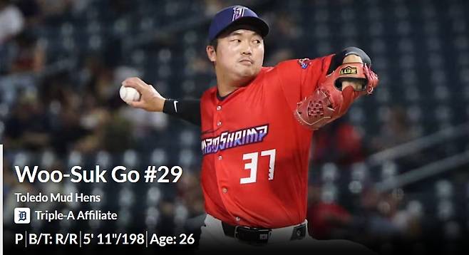▲ 디트로이트 타이거스 산하 트리플A 톨레도 머드 헨즈 소속이었던 고우석. 현재는 더블A로 내려갔다. ⓒMILB 캡처