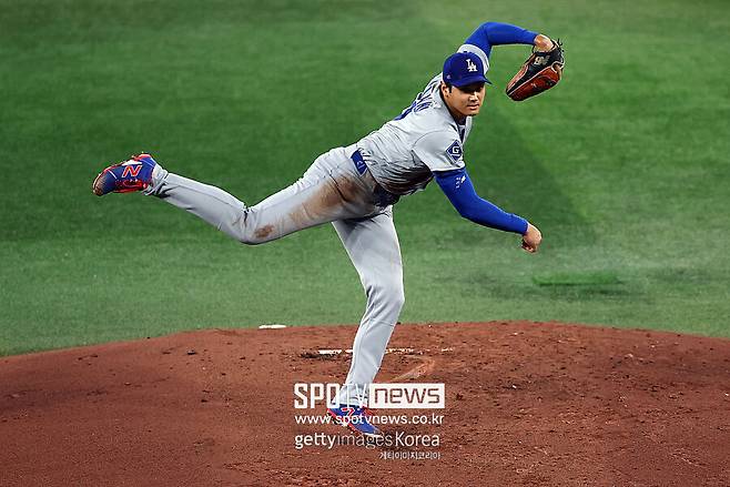 ▲ 9일(한국시간) 토론토 블루제이스와 경기에 선발 등판한 오타니 쇼헤이.