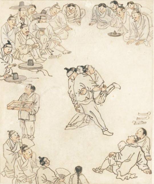 조선 후기 화가 단원 김홍도의 '씨름'