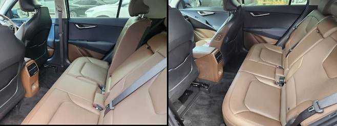 신형 니로 후석. 왼쪽은 리클라이닝 기능을 적용했을 경우다. 사진=최수진 한경닷컴 기자.