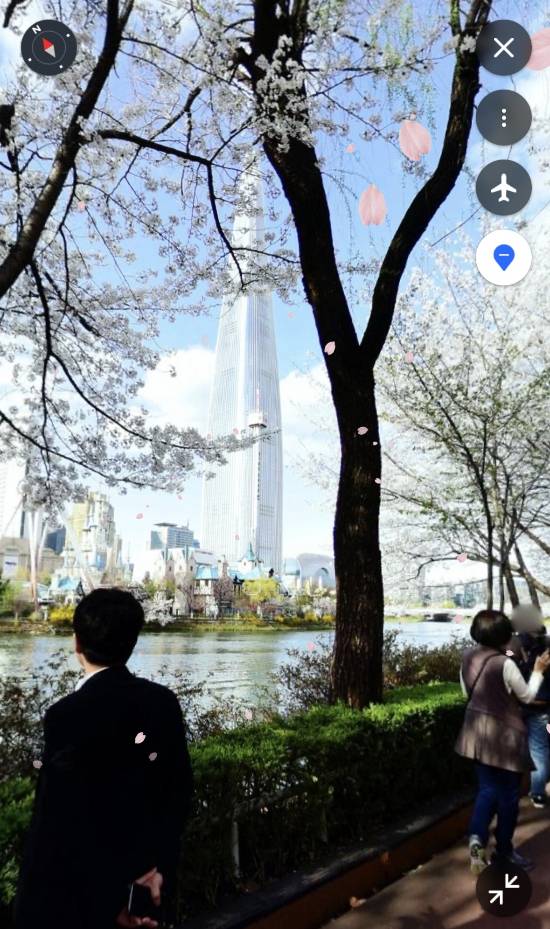 벚꽃 효과가 적용된 석촌호수 거리뷰. 2026.04.12./사진제공=네이버