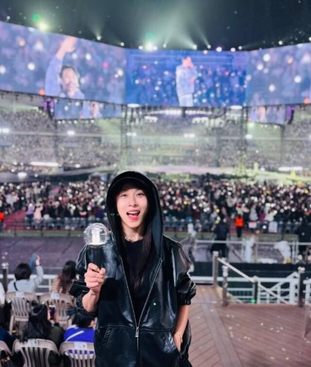 배우 하지원 방탄소년단 월드투어 ‘아리랑’ 고양시 공연 인증 사진. 사진 하지원 SNS