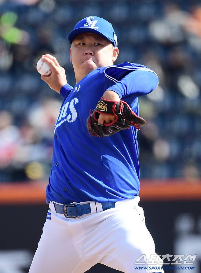 13일 대전 한화생명볼파크에서 열린 KBO리그 시범경기 한화와 삼성의 경기. 투구하고 있는 삼성 이승현. 대전=송정헌 기자songs@sportschosun.com/2026.03.13/