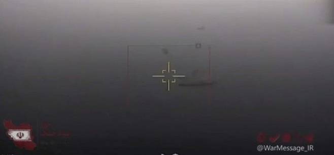 이란 이슬람혁명수비대가 호르무즈 봉쇄 시도에 대해 경고하면서 공개한 드론 영상. 사진 세파뉴스 텔레그램 캡처