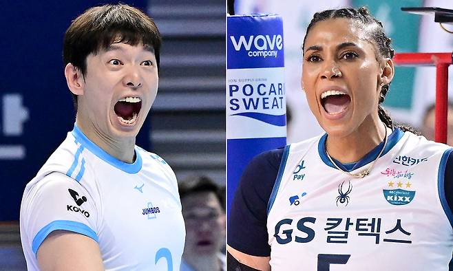 한선수(왼쪽), 실바.