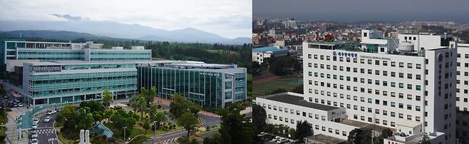 보건복지부가 최근 제주를 서울 진료 권역으로부터 독립시키면서 상급종합병원 지정이 현실화하고 있다. 사진은 제주에서 상급종합병원 지정을 노리는 제주대병원(왼쪽), 제주한라병원. 각 병원 제공