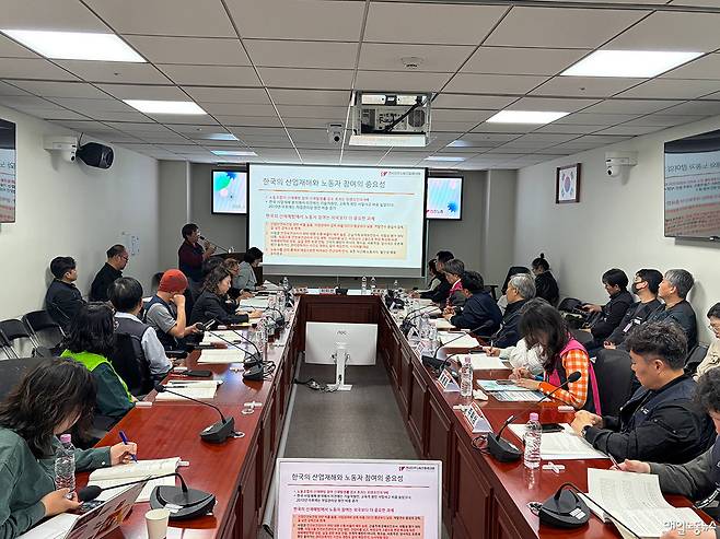 ▲ 최명선 민주노총 노동안전보건실장이 14일 오전 국회 의원회관에서 열린 '산업안전보건법 개정 및 제도개선 방안' 토론회에서 발언하고 있다.