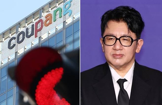 쿠팡 본사(왼쪽)와 방시혁 하이브 의장. 연합뉴스
