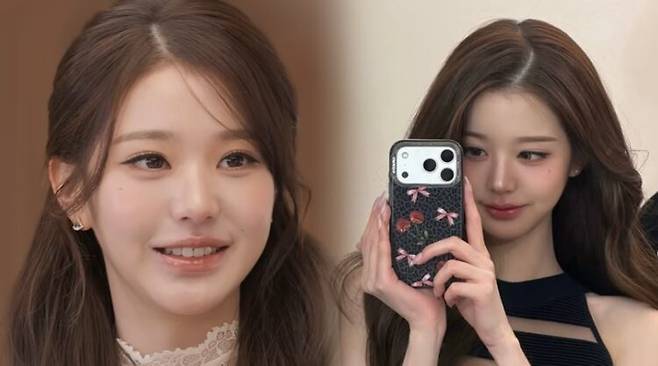 아이브 장원영이 자연스럽고 은은한 느낌의 메이크업으로 고급스러운 분위기를 자아냈다. 사진=안성재 유튜브 영상 캡처, 장원영 SNS