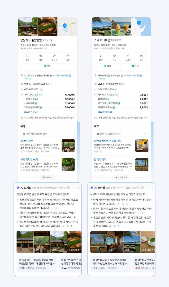 네이버 플레이스에 적용된 AI 브리핑(사진=네이버)
