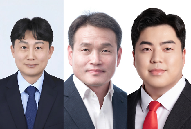 ▲ 왼쪽부터 더불어민주당 이영규 예비후보(구미갑지역위원회 홍보소위원장), 국민의힘 장세구 의원(전반기 부의장) 가번, 김정도 의원(기획행정위원회 간사) 나번.