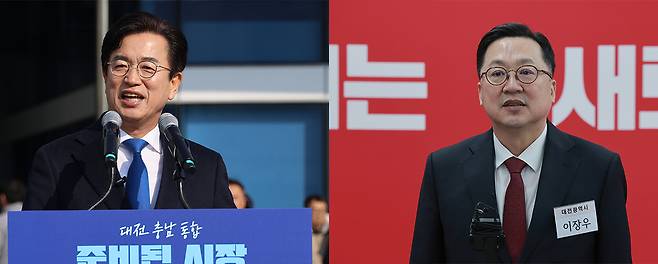 더불어민주당 허태정(왼쪽), 국민의힘 이장우(오른쪽). 사진=연합뉴스.