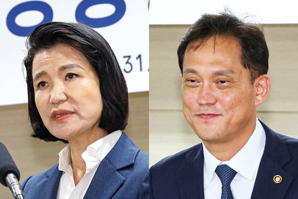 ▲왼쪽부터 이진숙 전 방통위원장, 김태규 전 방통위 부위원장. ⓒ연합뉴스