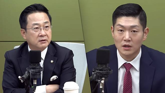 CBS 라디오 '박성태의 뉴스쇼'에 출연한 더불어민주당 박성준 의원과 국민의힘 김재섭 의원
