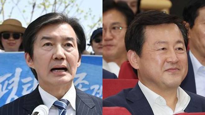 경기 평택을 재선거에 출마한 조국(왼쪽) 조국혁신당 예비후보와 김용남더불어민주당 예비후보 ⓒ뉴시스